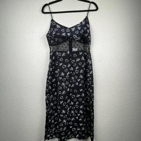 Cider Little Black Heart Midi Dress NWT - Picture 3 of 7